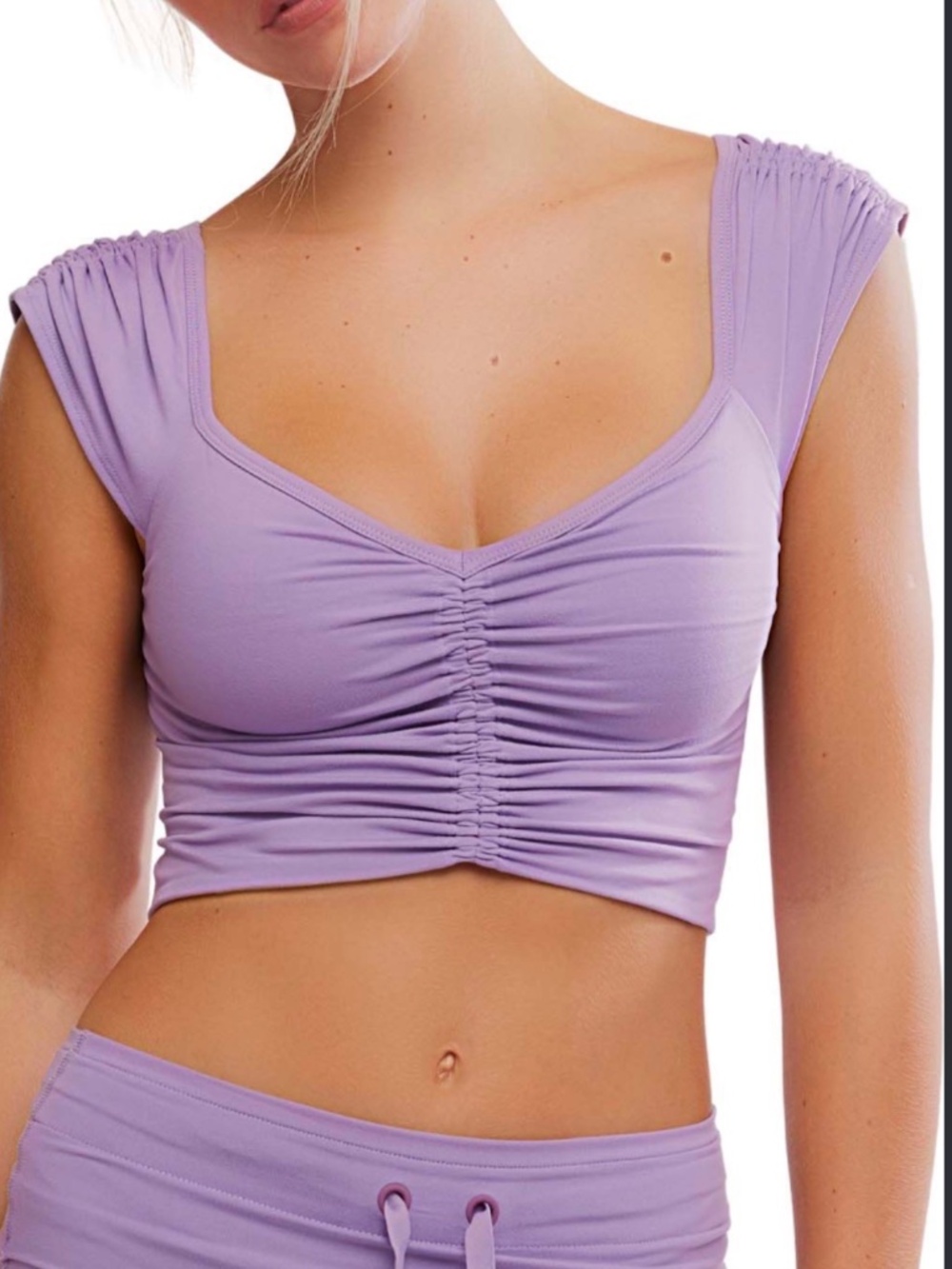 NWT Free people movement breathe deeper light purple crop
